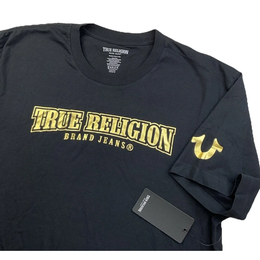 True Religion T-Shirt Men Sz 3XL Foil Graphic Crewneck Tee Short Sleeve NWT